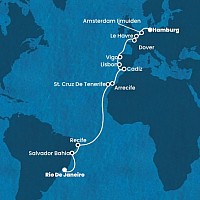 Brazílie, Španělsko, Portugalsko, Francie, Velká Británie, Nizozemsko, Německo z Rio de Janeira na lodi Costa Favolosa